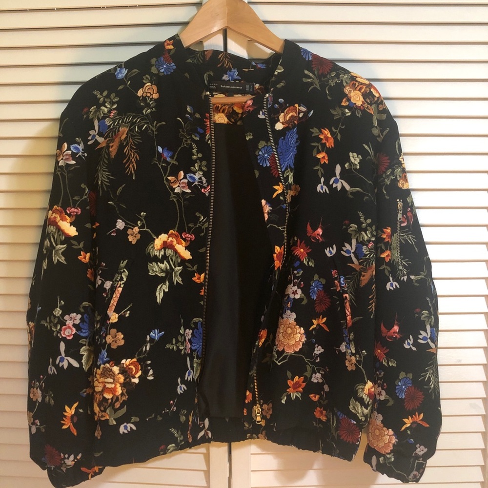 Zara floral bomber jacket